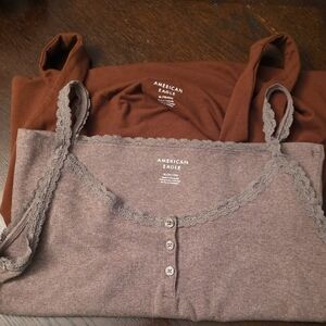 Bundle Of 2 American Eagle Tanks Top in Washed Brown and Chocolate Brown XL